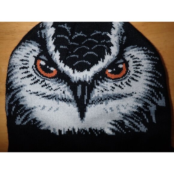 Turtle Fur Kids Claw Beanie Black Owl Pattern Knit Hat Outdoor Winter Hike Trail - Picture 2 of 5